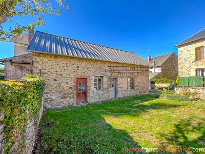Village stone house with barn and land